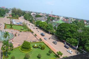 High angle of Viantiane city center during the day photo