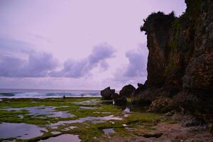 Scenic view of big rocks and the sea photo