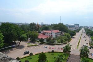 Top view of Viantiane city center during the day photo