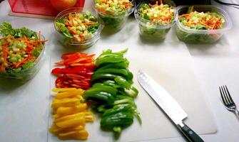 Cut Bell Peppers for Salads photo