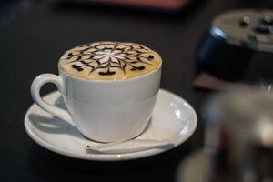 Hot Coffee Beverages with Latte Art photo