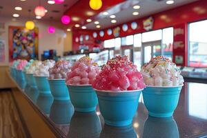 Various shaved ice dessert summer treat professional advertising food photography photo