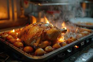 Roasted Chicken in the kitchen professional advertising food photography photo