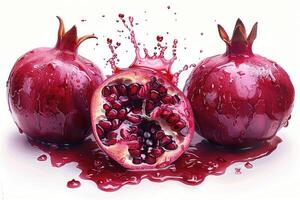 pomegranate with splash professional advertising food photography photo