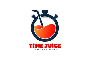 plano moderno sano y Fresco jugo y hora logo icono modelo diseño ilustración vector