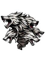 Four wolf head vector