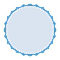 Classic Stitched Edge Round Light Blue Emblem Blank Sticker Label Plain Background vector