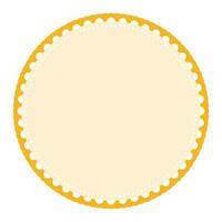 Classic Light Yellow Circle Border Frame with Lace Edges Decoration Blank Sticker Label Background vector