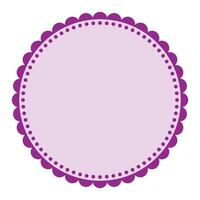 Soft And Simple Purple Colored Blank Circular Sticker Label Element Design with Decorative Border Ornaments vector