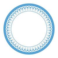 Simple Detailed Light Blue Symmetrical Round Ornamental Lace Circle Blank Frame Border Element vector