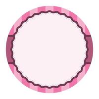 Simple Pink Plain Round Circle Background Design With Scalloped Edge And Stripe Ornament vector