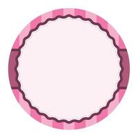 Simple Pink Plain Round Circle Background Design With Scalloped Edge And Stripe Ornament vector