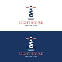 Creative harbor lighthouse building template logo vintage design. vector