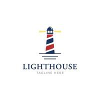 Creative harbor lighthouse building template logo vintage design. vector