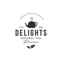 Premium quality organic tea leaf logo design. Logo for business, badge, herbal, and cafe. vector