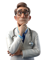Thinking Doctor 3d Person png