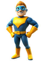 super-héros costume avec des lunettes de protection 3d mascotte png