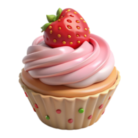 Strawberry Cupcake 3d Asset png