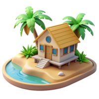 plage maison 3d élément png