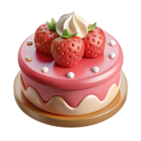 Strawberry Cake with Cream 3d Render png