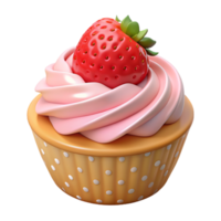 Strawberry Cupcake 3d Render png