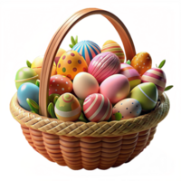 Easter Eggs in Basket 3d Image png