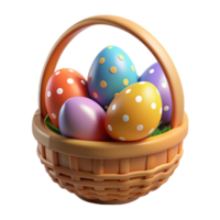 Easter Eggs in Basket 3d Decorative png