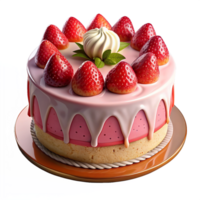 fraise gâteau 3d objet png