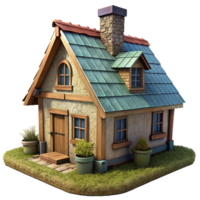 campagne chalet 3d style png