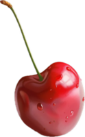 Close-up of Fresh Red Cherry with Stem png