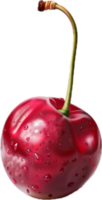 Close-up of Fresh Red Cherry with Stem png