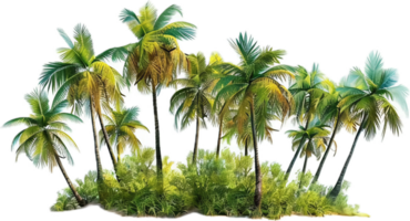 Tropical Palm Trees on Lush Green Island png