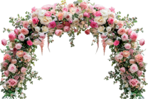 Floral Wedding Arch with Pink and White Flowers. png