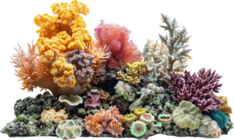 vivace corallo scogliera con diverso marino vita. png