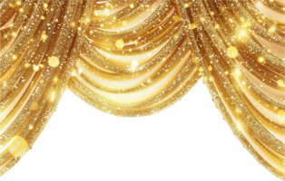 Sparkling Gold Curtains with Glitter Effect png