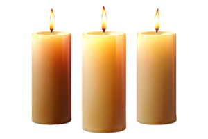 Three Burning Candles in Different Sizes. png