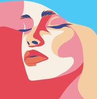 abstract memphis banner poster portrait of a woman for women's day. Movements for gender equality and women's empowerment vector