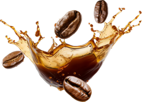 Coffee Beans with Splashing Coffee. png