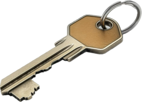 Close-Up of Golden Metal Keys on Ring. png