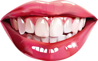 fechar-se do sorridente boca com branco dentes. png