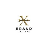 Arrow in the Middle of Initial Letter X Logo Design. Target Symbol In Letter X And Arrow Icon Logo Design. vector