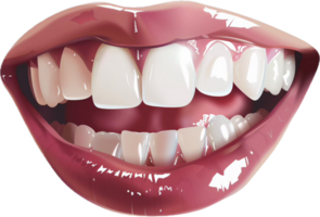 närbild av leende mun med vit tänder. png