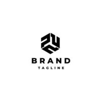 Hexagonal Initial Letter PPP Logo Design. Initial Letter PUN in Hexagonal Shape Logo Design. vector