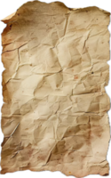 Aged Crumpled Paper with Stains and Wrinkles. png