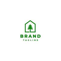 sencillo hogar pino árbol logo diseño. sencillo línea pino árbol dentro el casa logo diseño. vector