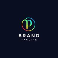 Colorful Letter P Inside Circle Logo Design. Circle Line With Elegant Letter P Inside Logo Design. vector