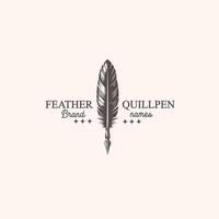 feather quill pen vintage logo graphic illustration vector
