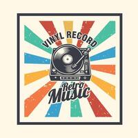 retro vinyl music player record vintage badge logo illustration vector