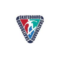 skateboarding silhouette badge label logo design template vector