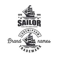 sailing nautical vintage badge logo graphic illustration vector